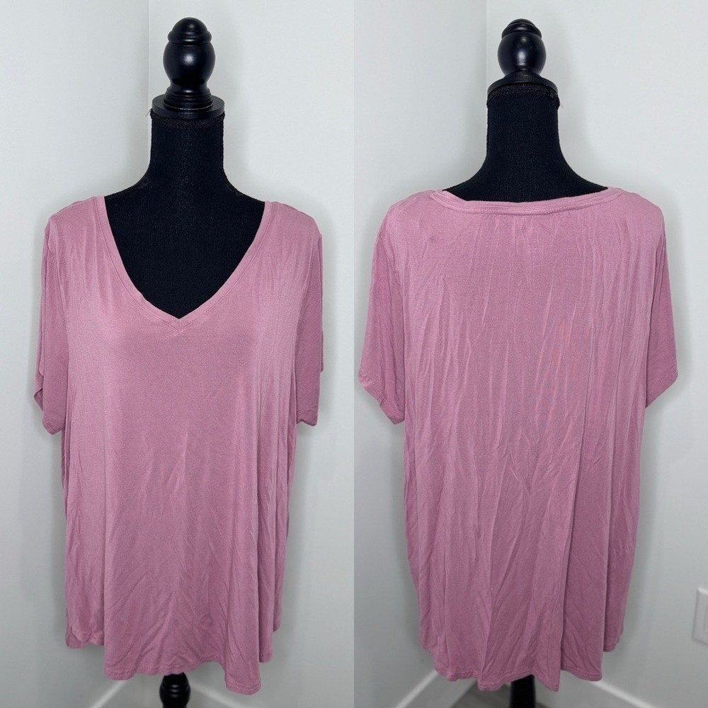 Dip Taupe Short Sleeve V-Neck Top (1X)